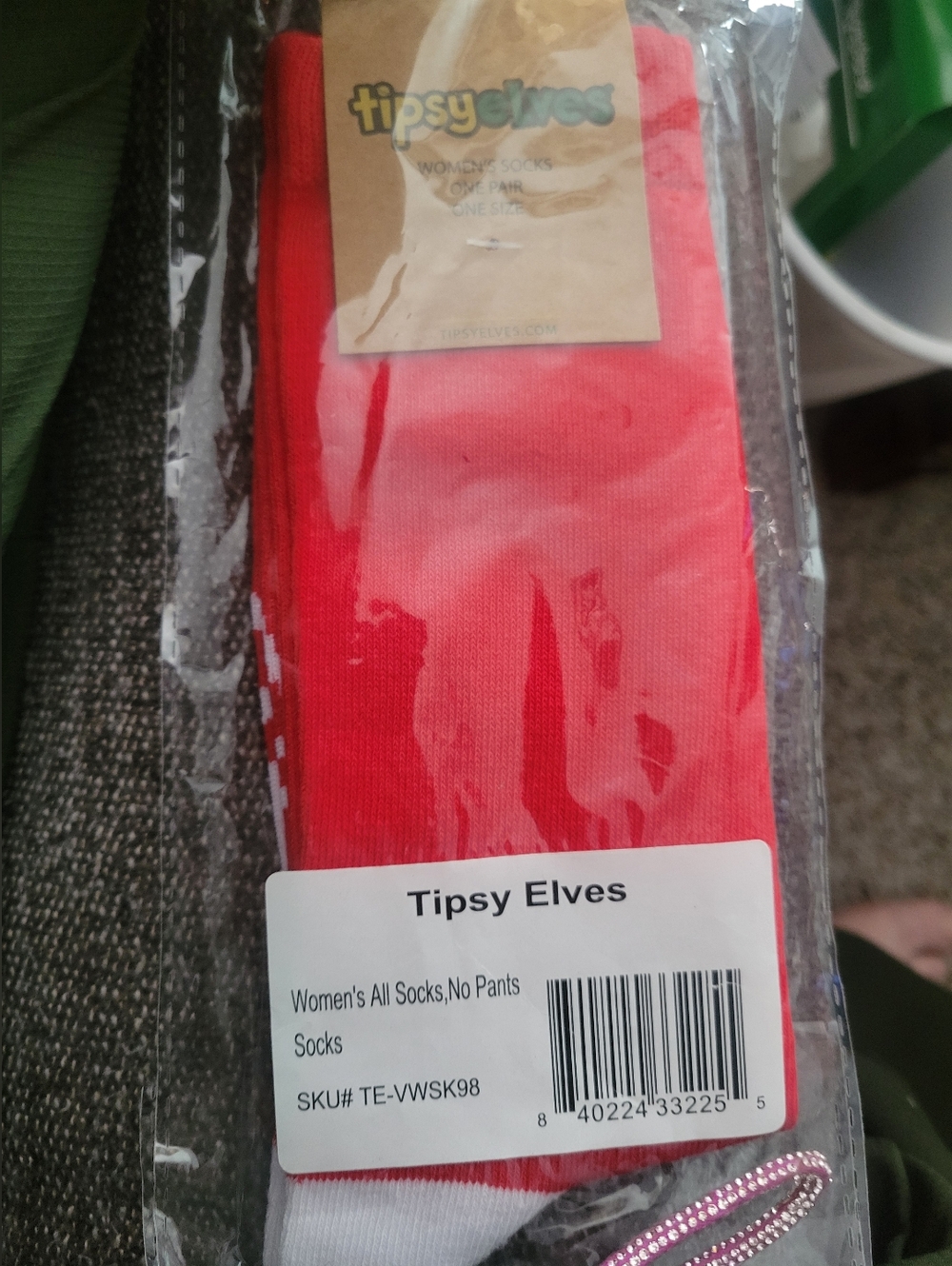 3 Pair Tipsy Elves NWT Red and White Women's Socks Pants Off Socks On One Size